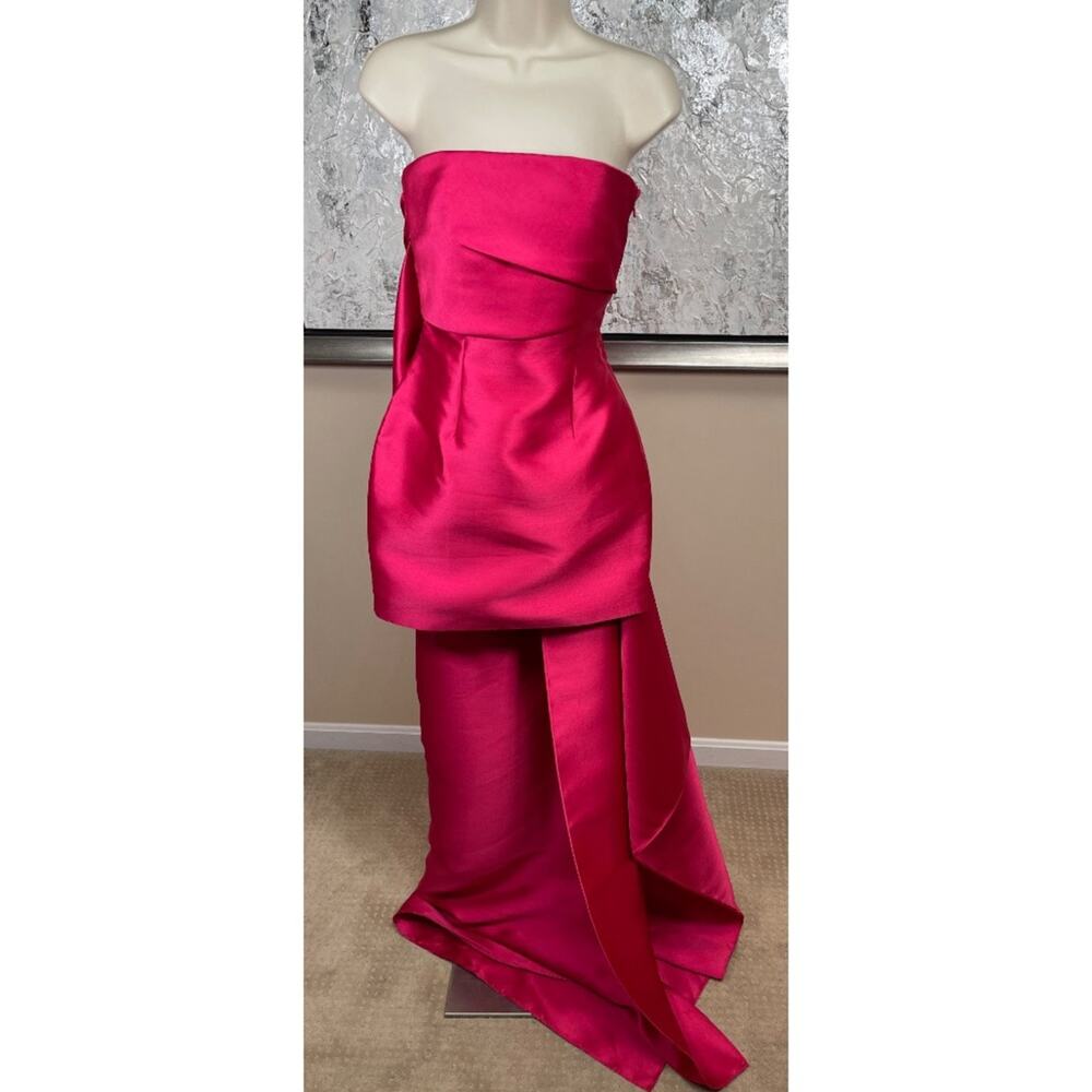SOLACE LONDON Meyer Strapless Pleated Draped Pink Mini Dress Size 0 - Picture 2 of 10